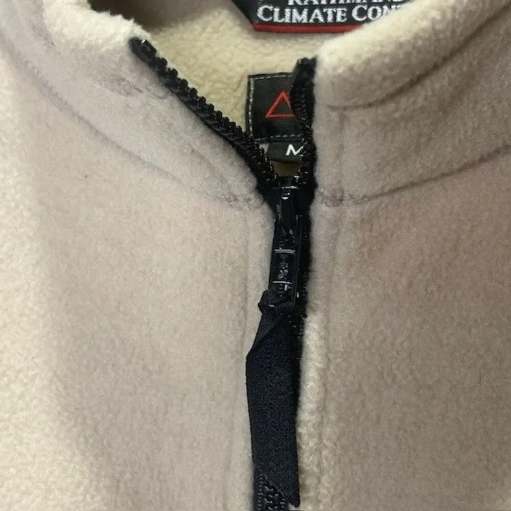 Kathmandu Polartech Climate Control Y2K Men M Tan Black Trim Zip Up Fleece Vest